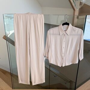 Babaton Beige Women's Pant and Blouse Set